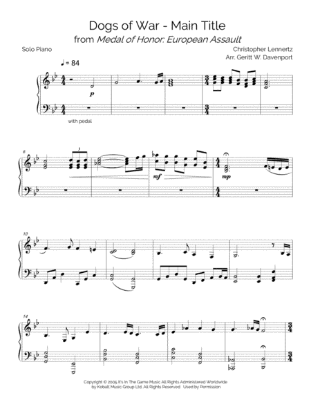 Dogs Of War - Main Title (arr. Geritt W. Davenport)