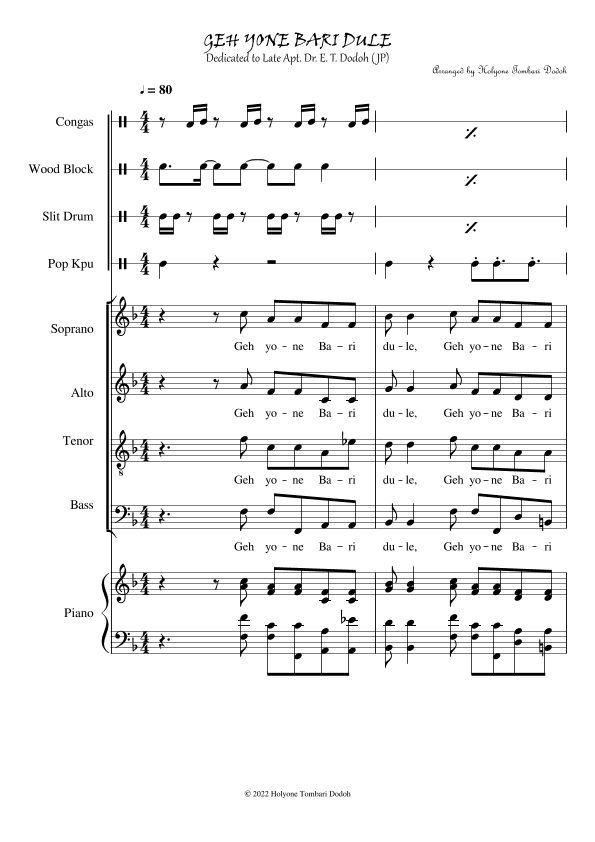 Geh Yone Bari Dule (arr. Holyone Tombari Dodoh)