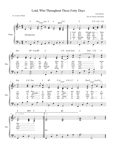 Lord, Who Throughout These Forty Days (arr. Leonora Hardy)