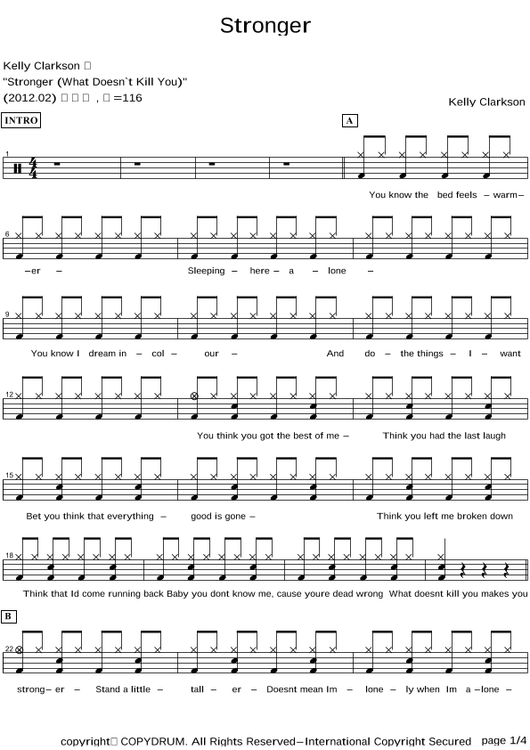 Stronger (what Doesn't Kill You) (arr. COPYDRUM)
