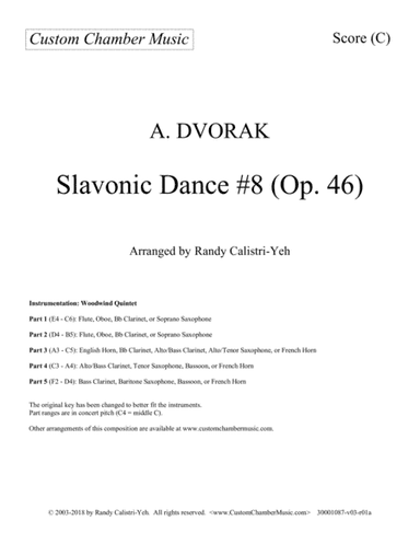 Dvorak Slavonic Dance #8 (woodwind quintet) (arr. Randy Calistri-Yeh)