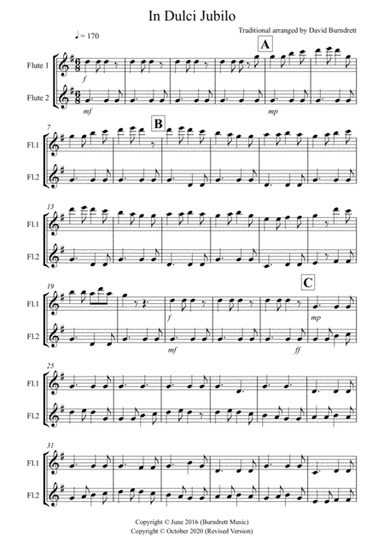 In Dulci Jubilo for Flute Duet (arr. David Burndrett)