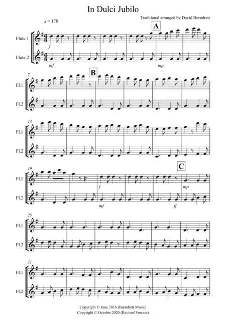 In Dulci Jubilo for Flute Duet (arr. David Burndrett)