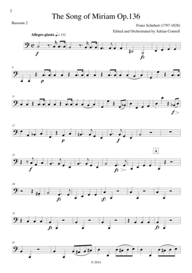 Schubert - The Song of Miriam Op.136 - Bassoon 2 (arr. Adrian Connell)