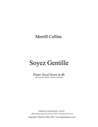 Soyez Gentille Piano Vocal Score in Bb