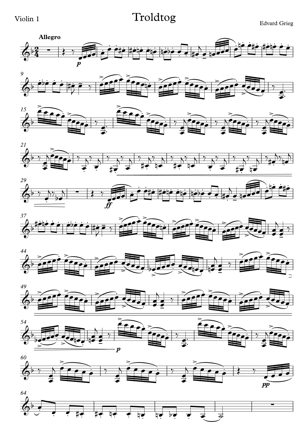 March Of The Trolls (trolltog) (arr. Nataliia Kukobnykova)