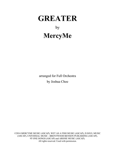 Greater (arr. Joshua Choe)