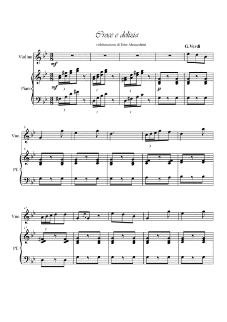 Croce e delizia from Traviata. Violin and piano (arr. Ester Alessandrini)