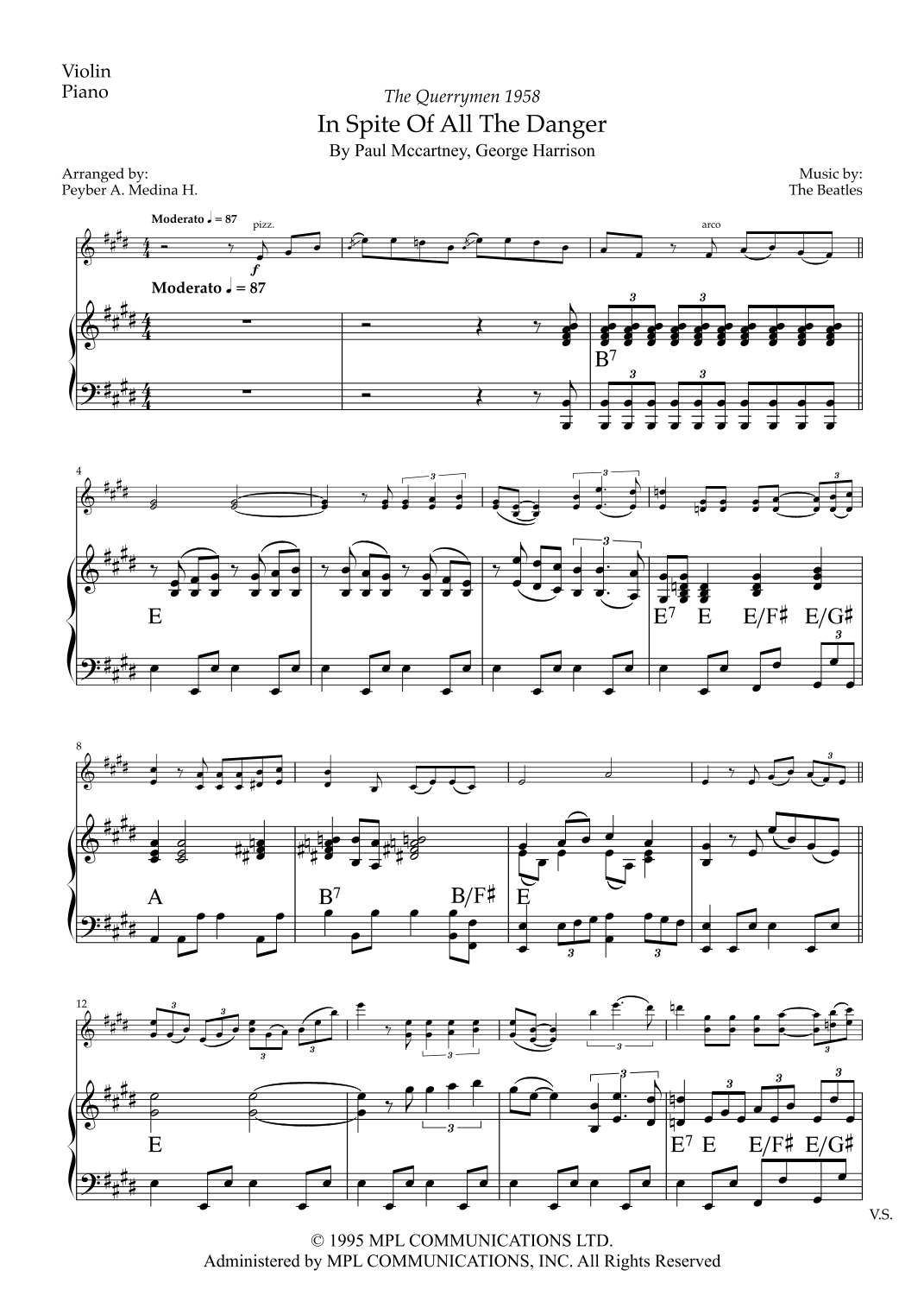 In Spite Of All The Danger (arr. Peyber Augusto Medina Hidalgo)