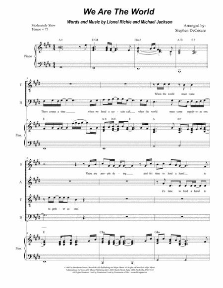 We Are The World (arr. Stephen DeCesare)