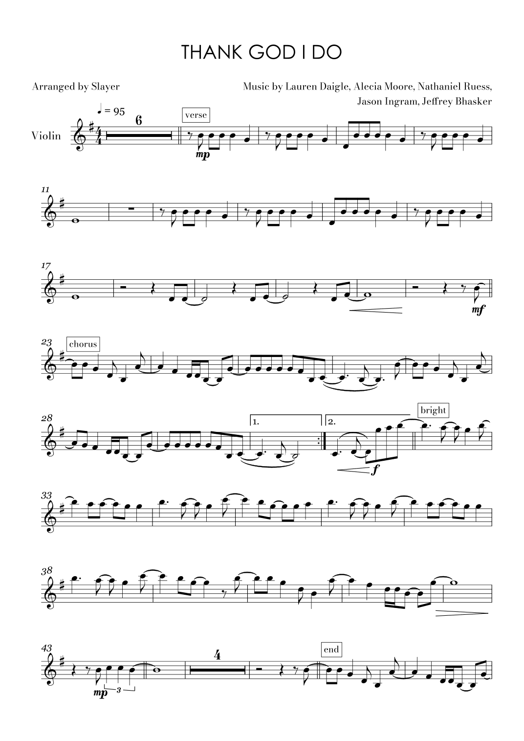Thank God I Do (arr. Slayer)