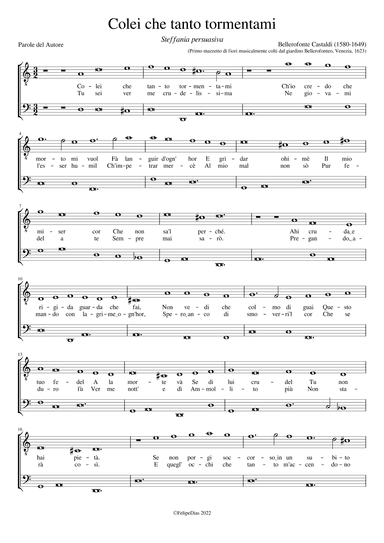 Steffania persuasiva: Colei che tanto tormentami (arr. Early Music Scores)