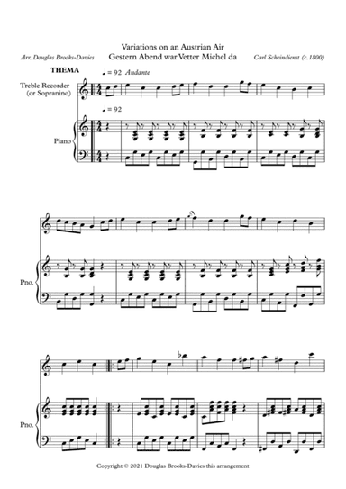 Scheindienst, Carl  Variations on an Austrian Air (arr. Douglas Brooks-Davies)