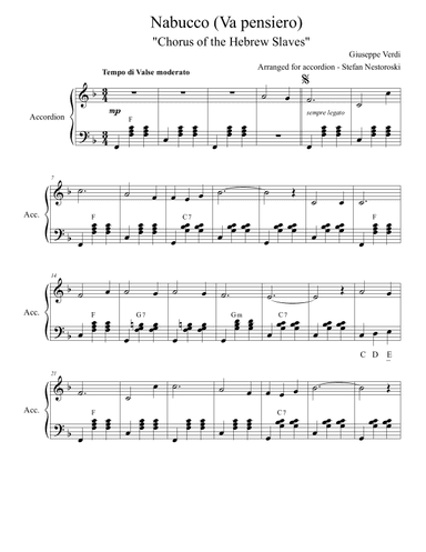 Nabucco (Va Pensiero) - Accordion (arr. Stefan Nestoroski)
