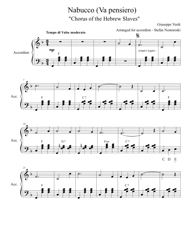 Nabucco (Va Pensiero) - Accordion (arr. Stefan Nestoroski)