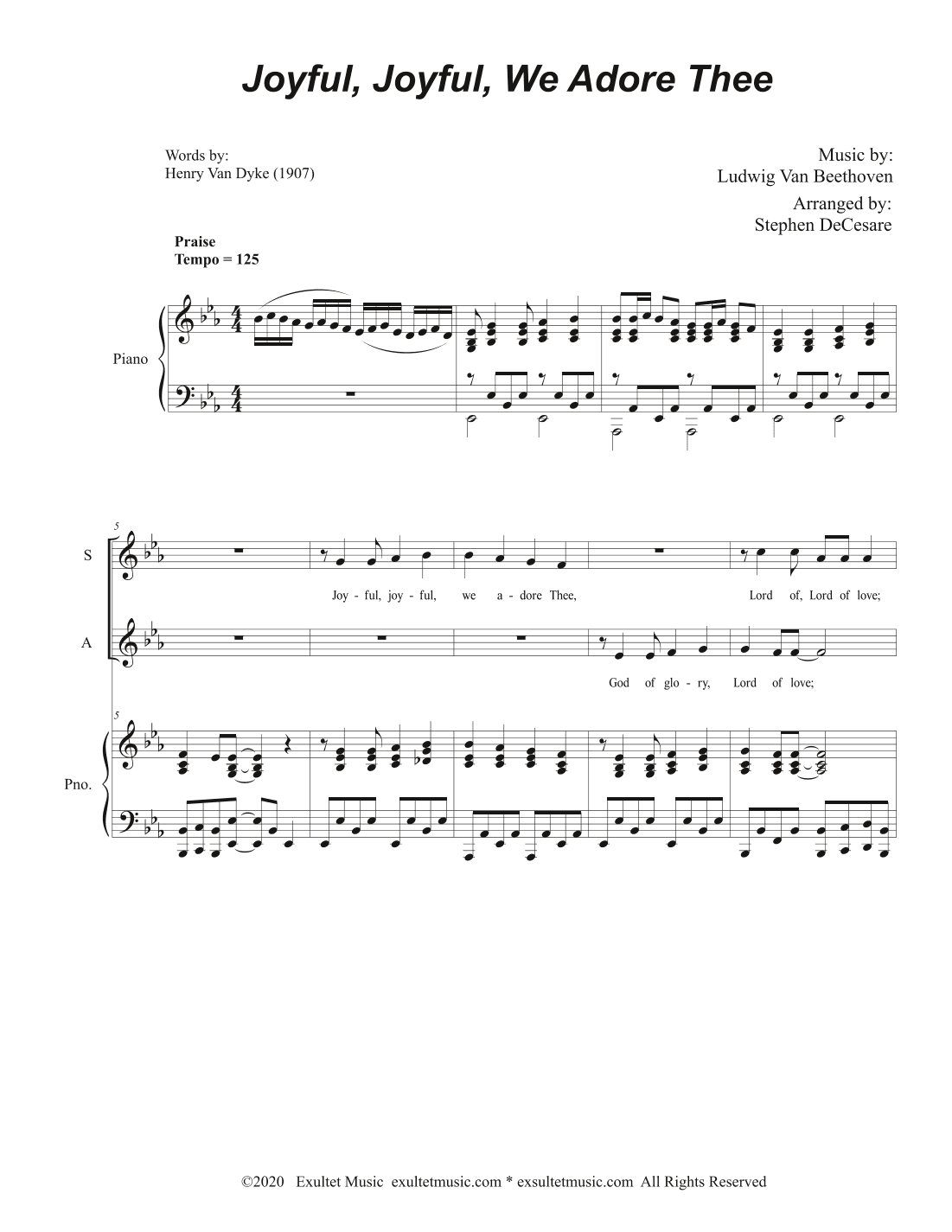 Joyful, Joyful, We Adore Thee (SAB) (arr. Stephen DeCesare)