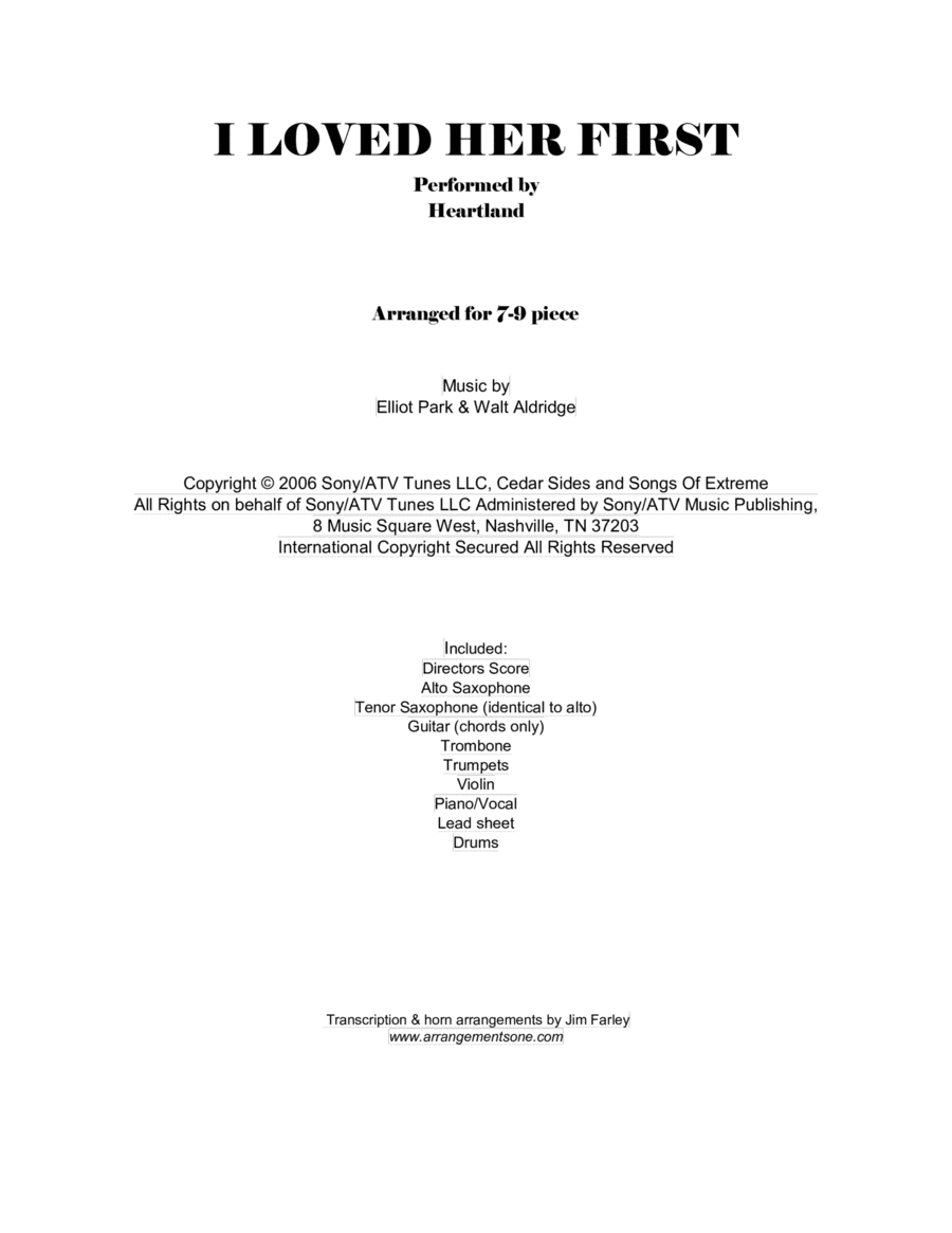 I Loved Her First (arr. Jim Farley www.arrangementsone.com)