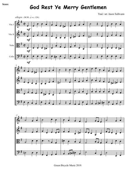 God Rest Ye Merry Gentlemen - String Quartet (arr. Jason Sullivann)