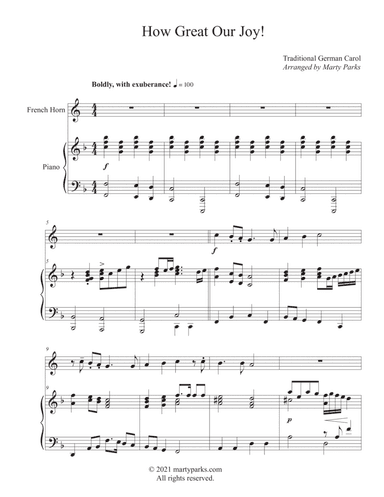 How Great Our Joy! (French Horn - Piano) (arr. Marty Parks)