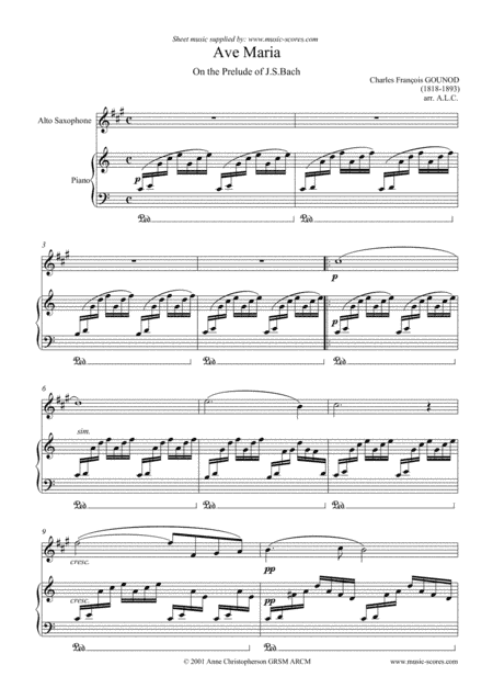 Ave Maria - Alto Saxophone and Piano (arr. Anne L Christopherson GRSM ARCM)