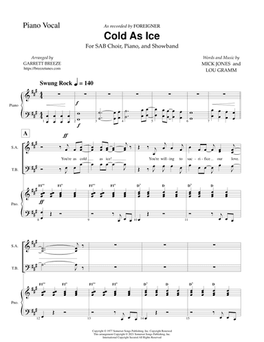 Cold As Ice (arr. Garrett Breeze)