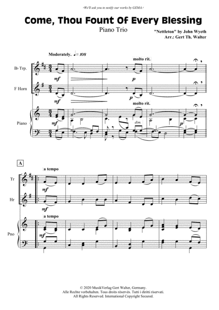 Come, Thou Fount Of Every Blessing (arr. Gert Th. Walter)