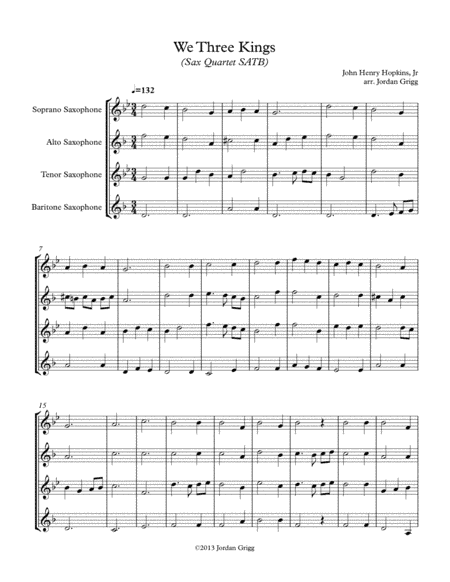 We Three Kings (Sax Quartet SATB) (arr. Jordan Grigg)