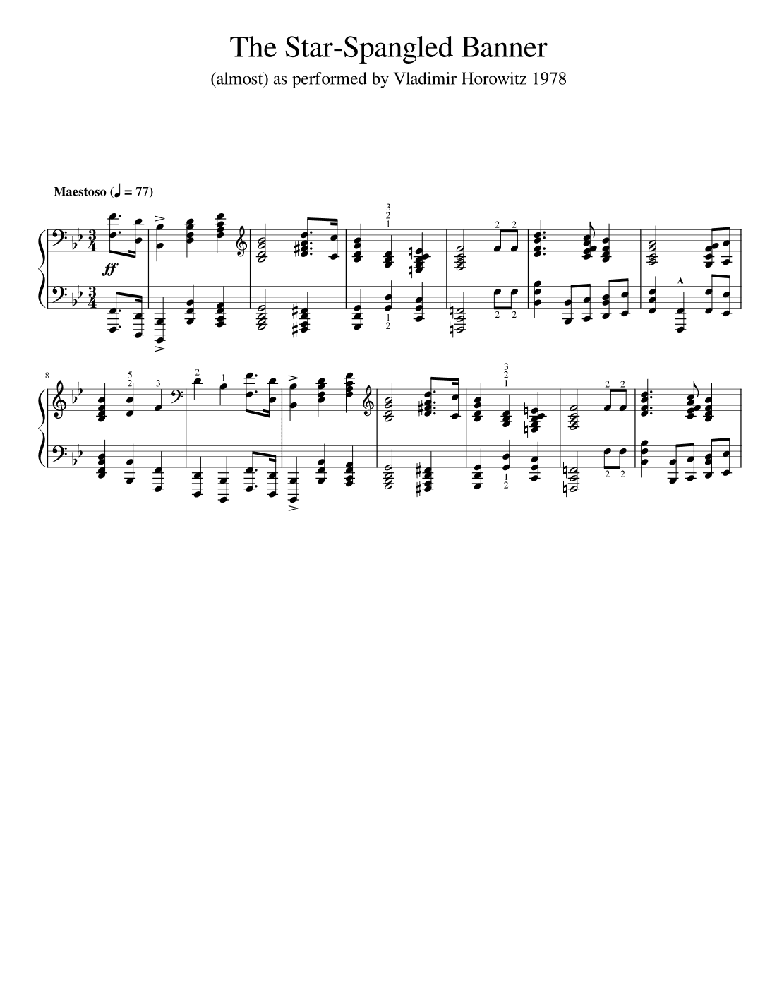 USA National Anthem - Star-Spangled Banner (arr. PianoMusicSheets)