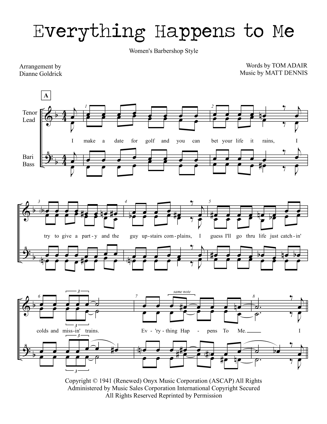 Everything Happens To Me (arr. Dianne Goldrick)