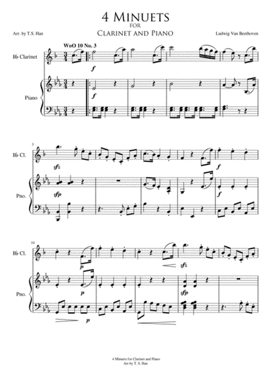 Beethoven 4 Minuets for Clarinet and Piano (arr. T. S. Han)