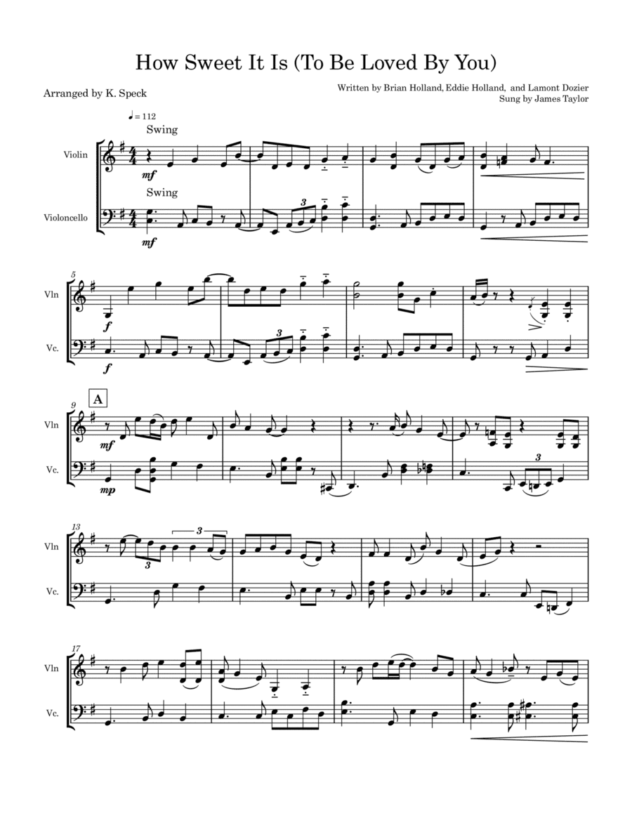 How Sweet It Is (to Be Loved By You) (arr. K. Speck)