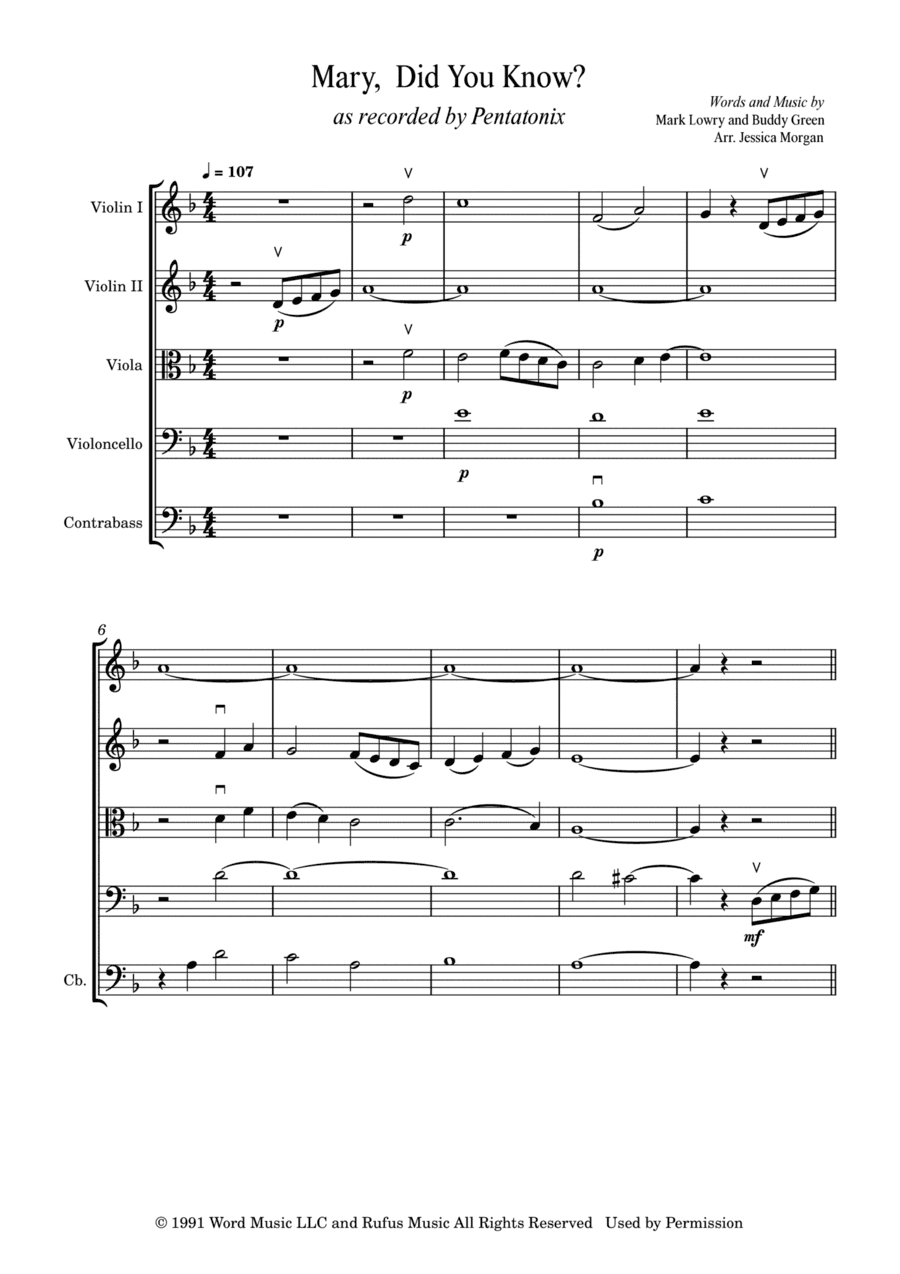 Mary, Did You Know? (arr. Jessica Heather Morgan)