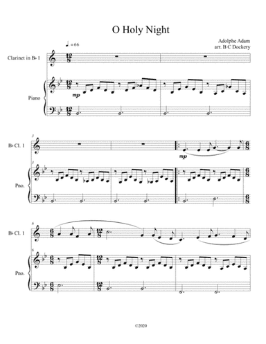 O Holy Night (clarinet solo) with piano accompaniment (arr. B C Dockery)
