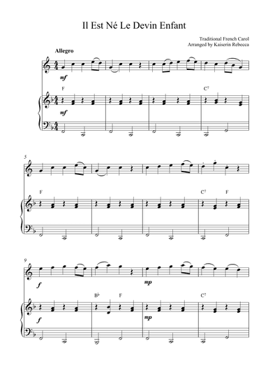 Il Est Né Le Devin Enfant (arr. Kaiserin Rebecca)