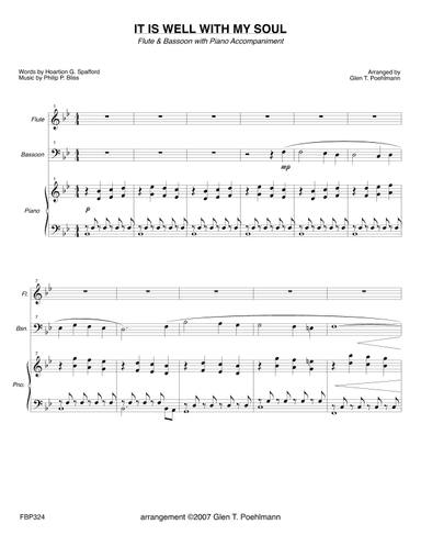 IT IS WELL WITH MY SOUL - FLUTE and BASSOON with Piano Accompaniment (arr. Glen Poehlmann)