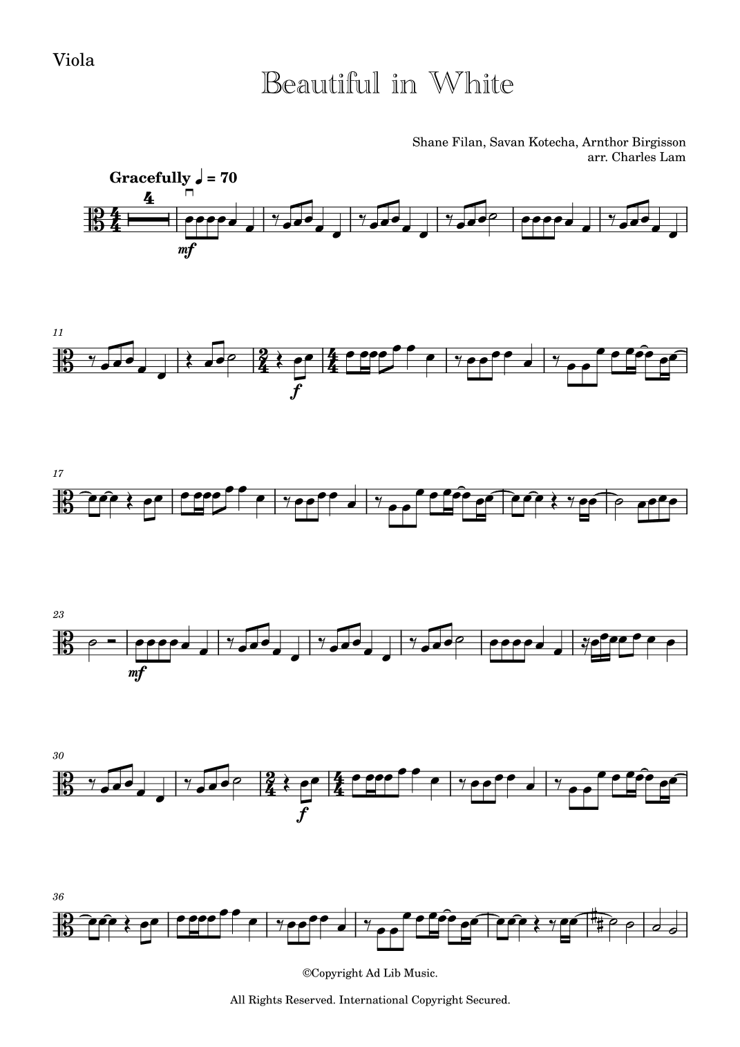 Beautiful In White (arr. Charles Lam)