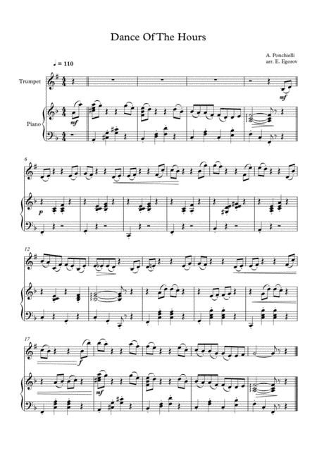 Dance Of The Hours, Amilcare Ponchielli, For Trumpet & Piano (arr. Eugene Egorov)