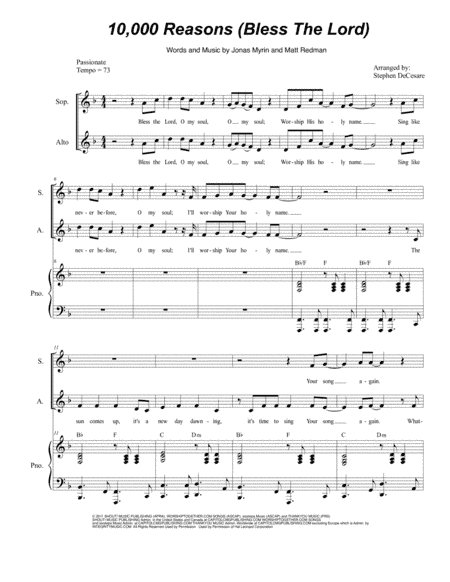 10,000 Reasons (Bless The Lord) (arr. Stephen DeCesare)
