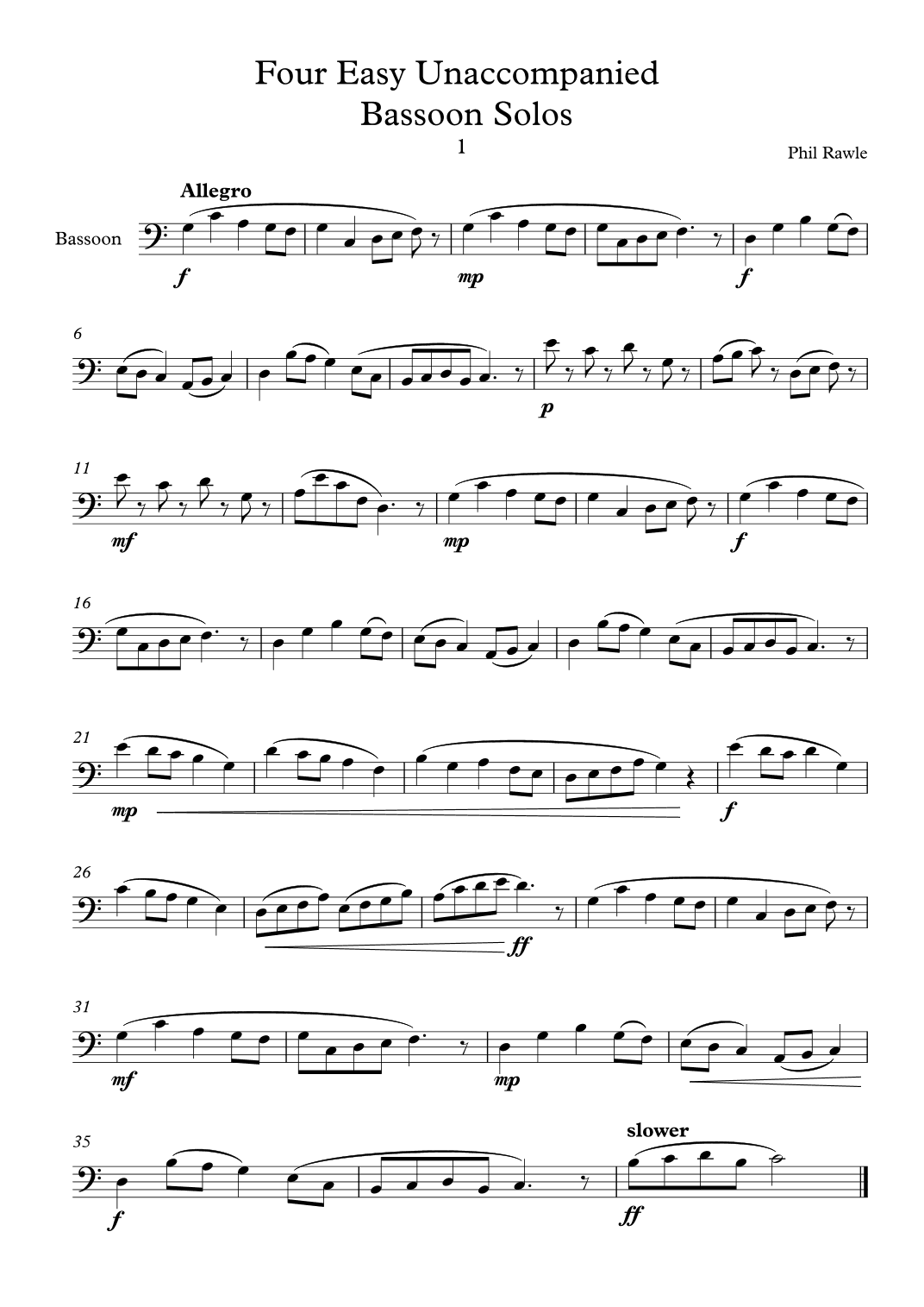 Four Easy Unaccompanied Bassoon Solos