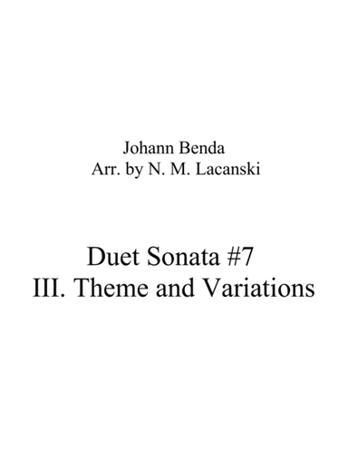 Duet Sonata #7 Movement 3 Theme and Variations (arr. Nick Lacanski)