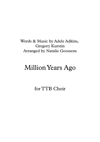 Million Years Ago (arr. Natalie Goossens)