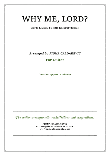 Why Me? (Why Me, Lord?) (arr. Fiona Caldarevic)