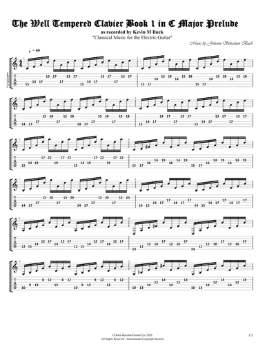 The Well-Tempered Clavier, Book I, Prelude No. 1 in C Major, BWV 846 (Arr. for Electric Guitar by Ke (arr. Kevin M Buck)