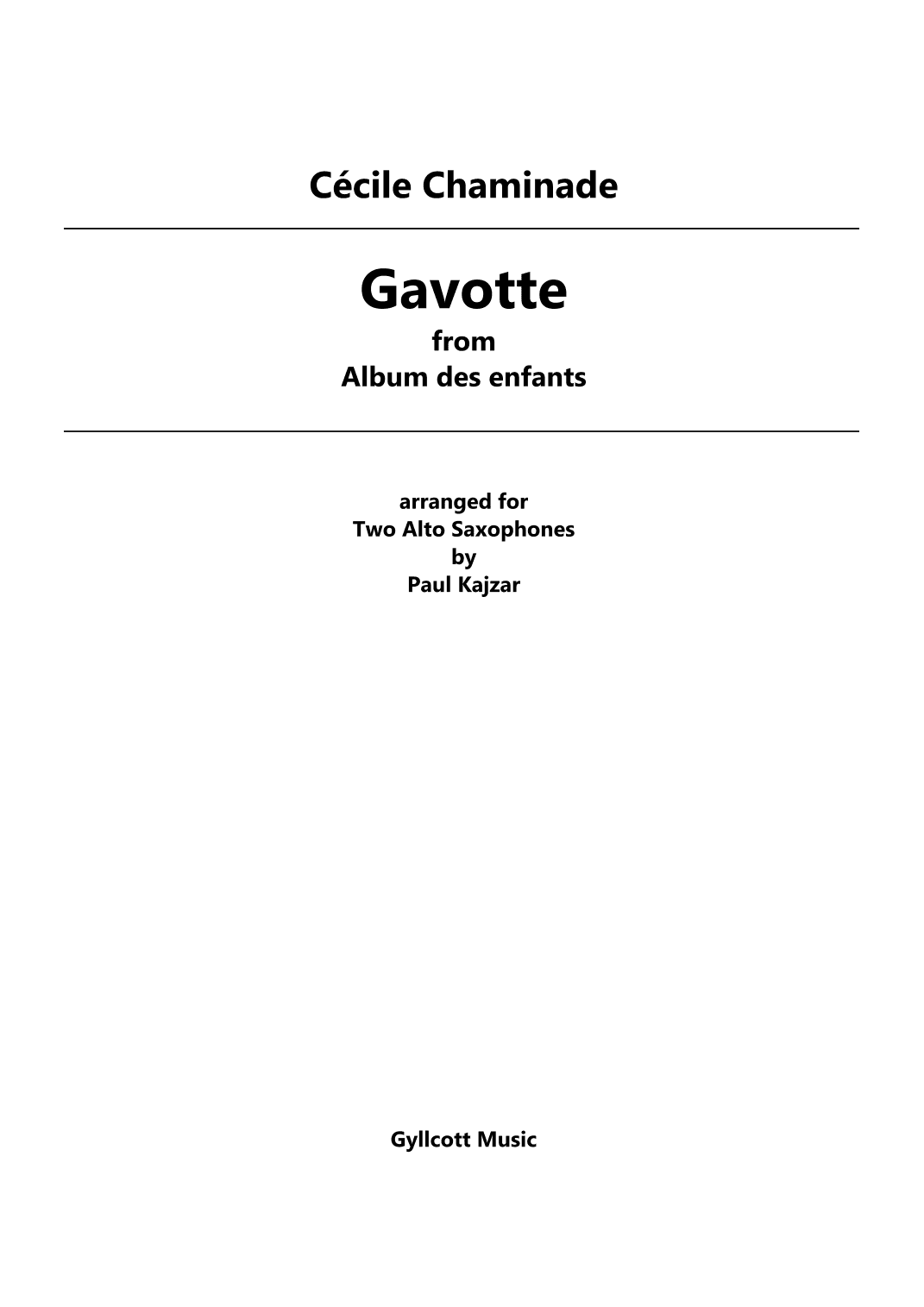 Gavotte (Two Alto Saxophones) (arr. Paul Kajzar)