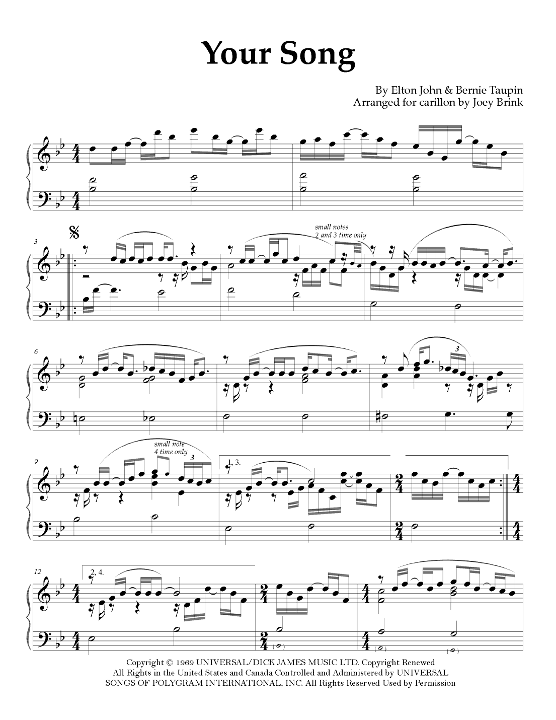Your Song (arr. Joey Brink)
