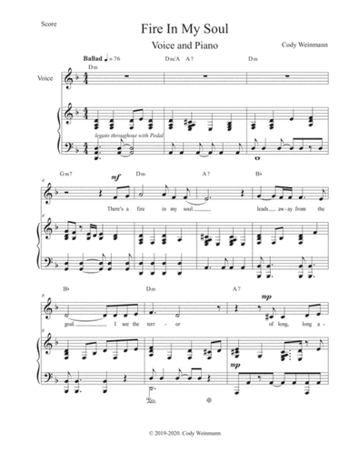 Fire In My Soul Piano and Voice in D Minor