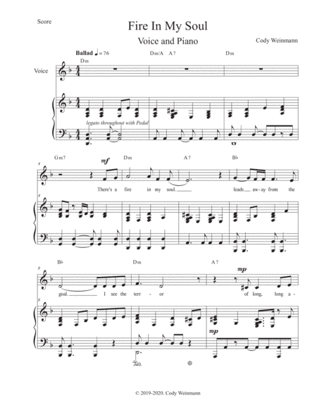 Fire In My Soul Piano and Voice in D Minor