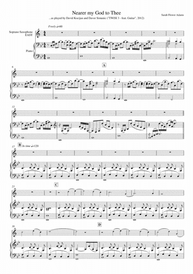 Nearer my God to Thee (piano & soprano sax) - EASY (arr. David Kocijan & Davor Simunic)