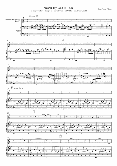 Nearer my God to Thee (piano & soprano sax) - EASY (arr. David Kocijan & Davor Simunic)