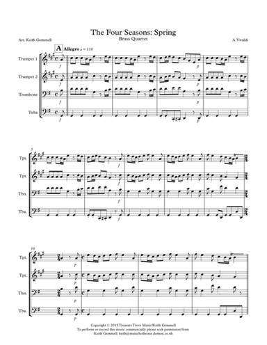 The Four Seasons - Spring: Brass Quartet (arr. Keith Gemmell)